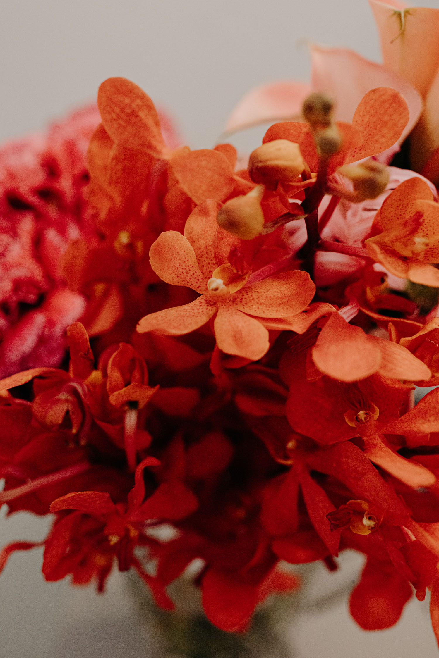 Décoration de mariage avec des fleurs rouges